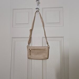 Elegant Cream Leather Crossbody Bag